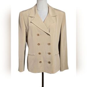 Jones New York Tan Double-Breasted Blazer